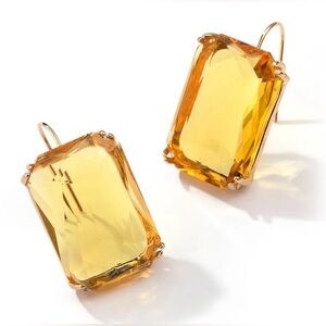 Champagne Crystal Gold Hook Earrings